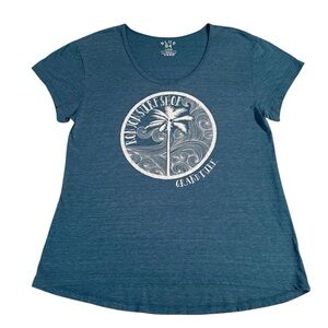 Blue 84 Heathered Teal Blue Tee Ron Jon Surf Shop Grand Turk Size Large